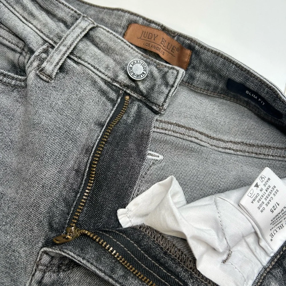 Judy Blue Slim Fit Jeans 1/25 High Rise‎ Light Wash Gray Denim Stretch 24x27.5